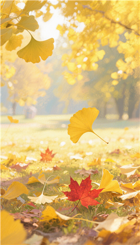 金色秋天黄色银杏树叶摄影图片